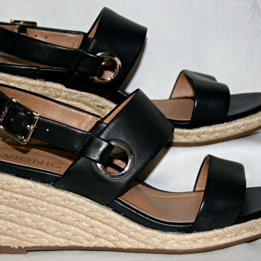 Vionic Black Wedge Sandals - Picture 4 of 8